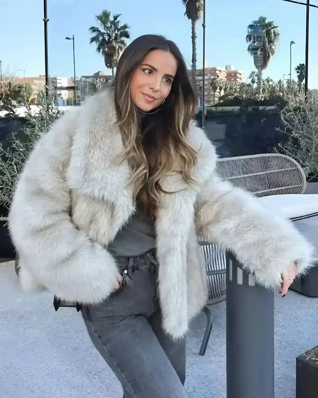 Casaco Sabrina com Textura Felpuda