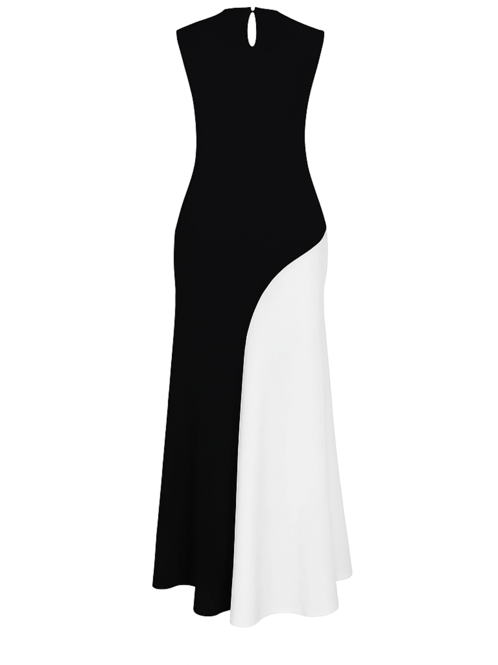 Vestido Longo Sem Mangas com Design Bicolor Diagonal Elegante - Alane