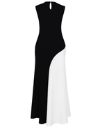 Vestido Longo Sem Mangas com Design Bicolor Diagonal Elegante - Alane