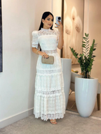 Vestido Laser com Guipir