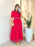 Vestido Laser com Guipir